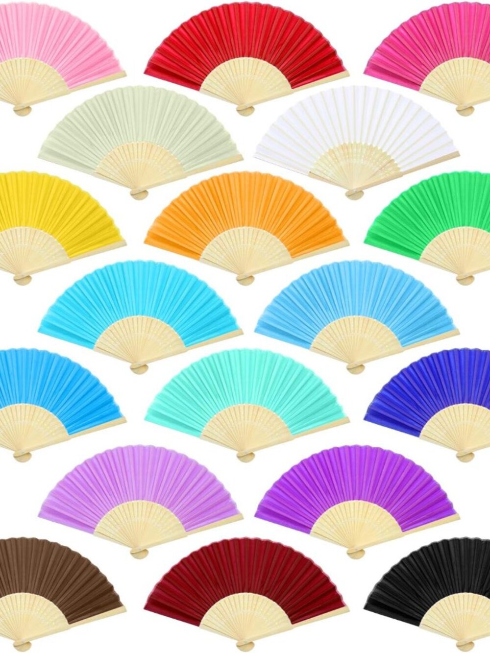 18 Pieces 18 Colors Handheld Fans Cloth Hand Fans Bamboo Folding Fans for Weddin